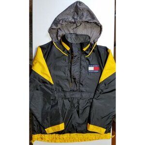 Tommy Hilfiger Half Zip Hidden Hood Lined Pullover Windbreaker Jacket Men's M